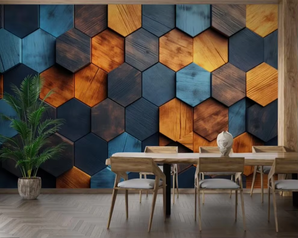 3D Wallpaper Colourful Hexagons